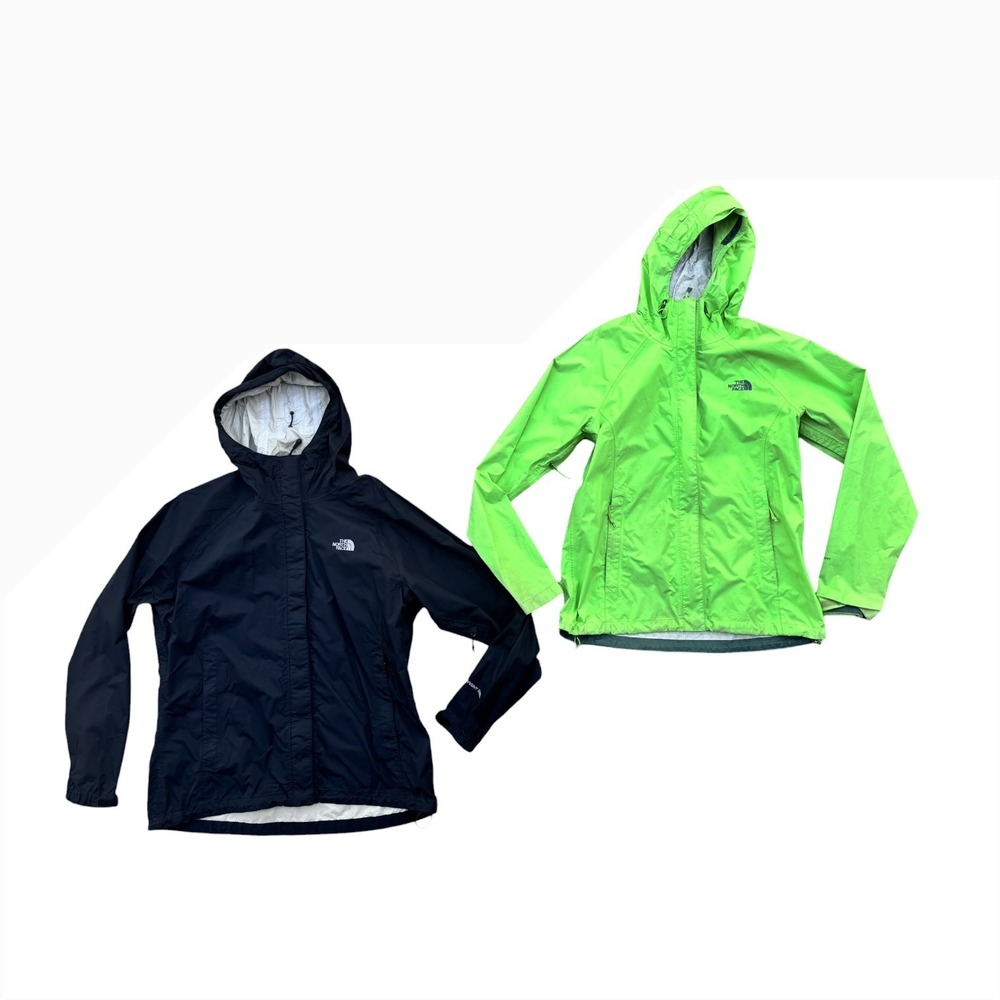 The North Face HyVent Rain Jacket Bundle Womens Medium & Large Black Lime Green